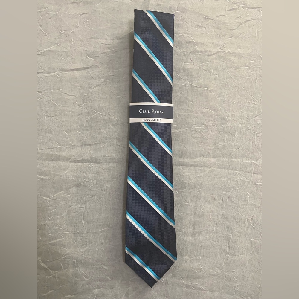 Club Room Irving Striped Aqua Tie